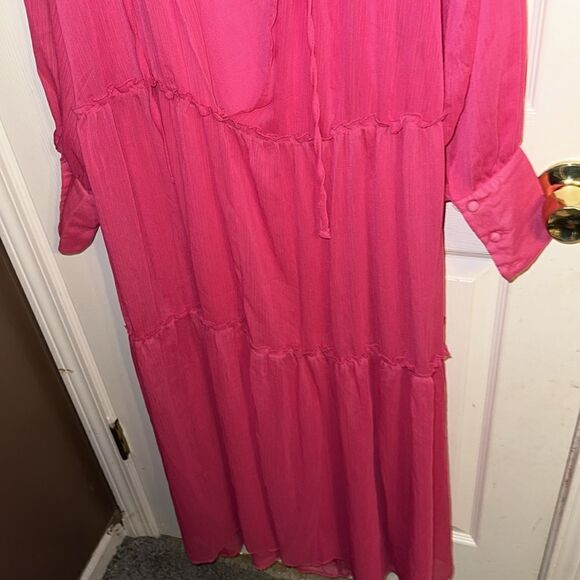 TopShop Premium TieredBrightPinkThrowOnMaxi DressNWOT XSmall. - Picture 9 of 12